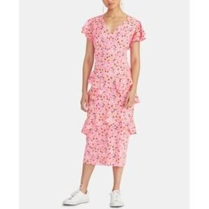 Rachel Rachel Roy Pink Fabianne Ruffled Midi Dress Pink Size 6 MSRP $139